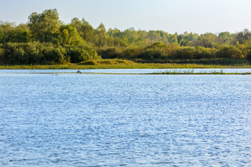 Autumn. Sunset on the river.