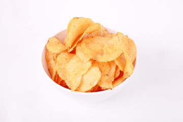 Potato chips isolated on white background