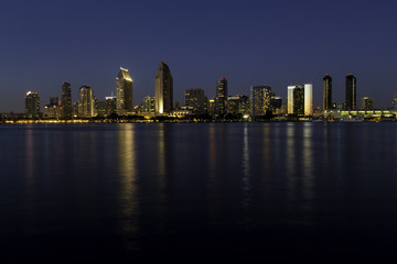 Fototapeta na wymiar San Diego night scene with reflection