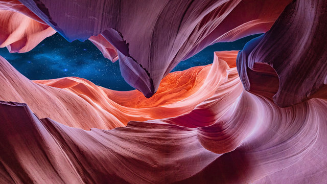 Scenic Canyon Antelope at night, Arizona