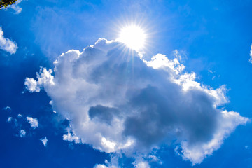 Naklejka na ściany i meble Sun Peakin Behind the Clouds
