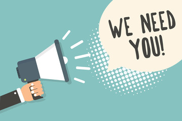 Flat design business illustration concept Digital marketing business holding megaphone for website and promotion banners. Cartoon human hand holding megaphone. social media concept