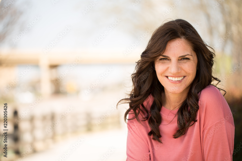 Sticker beautiful mature woman smiling.