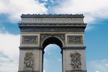 Fototapeta na wymiar PARIS, FRANCE - JUNE 06, 2017: Paris, France - famous Triumphal Arch (Arc de Triomphe) located at the end of Champs-Elysees street.