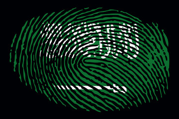 Flag of Saudi Arabia in the form of a fingerprint on a black background