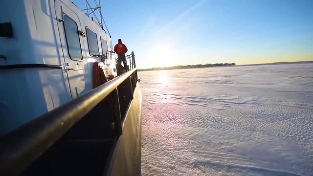 2018 - A Coast Guard cutter breaks ice along Boston Harbor.