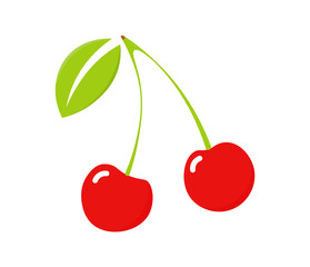 Cherry icon, vector fruit illustration. Fresh healthy cherries.