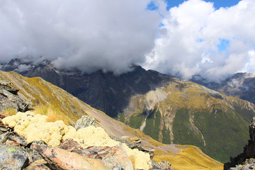 Mountain Peak above the clouds in New Zealand