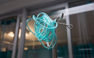 Intravenous tube in hospital ward