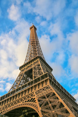 Eiffel tower on evening sky background