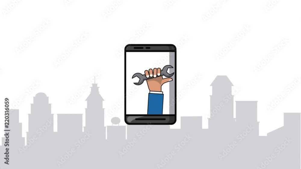 Aufkleber under construction website error 404 from smartphone high definition animation colorful scenes