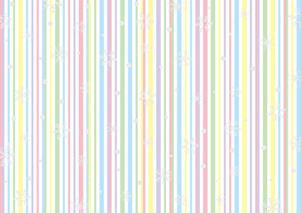 Obraz premium 雪の結晶 パステルカラーストライプ背景