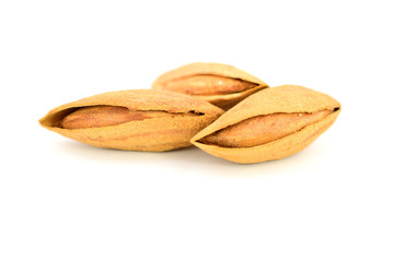 In-Shell Almond. Isolated Soft or Paper Shell Almond.