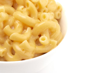 Classic Stovetop Macaroni and Cheese on a White Background