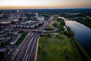 Aerial of New Brunswick Sunset