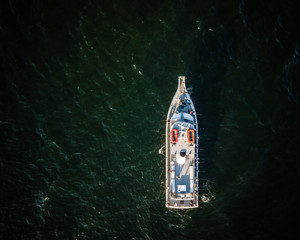 Aerial of Sunset on a Fishing Boat