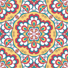 Hand drawn ornamental seamless pattern. Vector Illustration
