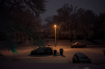 Fototapeta na wymiar Snowfall at Night