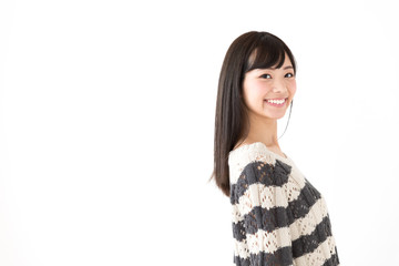 Fototapeta premium portrait of young asian woman relaxing on white background