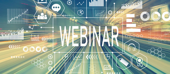 Webinar with abstract high speed technology POV motion blurred image