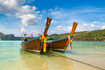 Traditional thai boat on Phi Phi Don