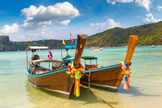 Traditional thai boat on Phi Phi Don