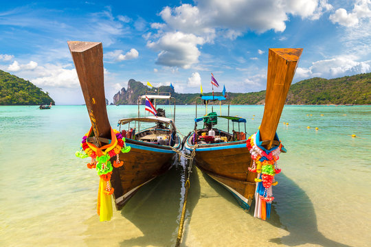Traditional thai boat on Phi Phi Don