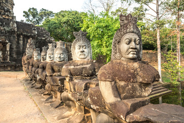 Sculptures in the Gate of Angkor Wat