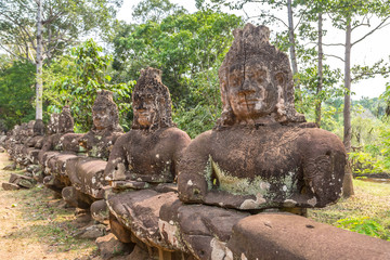 Sculptures in the Gate of Angkor Wat