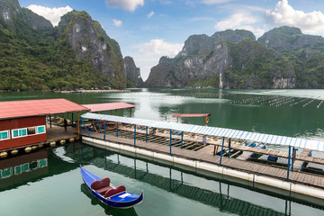 Naklejka premium Pearl farm in Halong bay, Vietnam