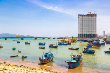 Fototapeta na wymiar Fishing boats in Nha Trang, Vietnam