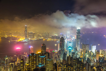 Obraz premium Panoramiczny widok na Hongkong