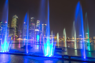 Naklejka premium Pokaz laserowy w Singapurze
