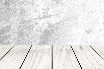 white wood floor and concrete wall background