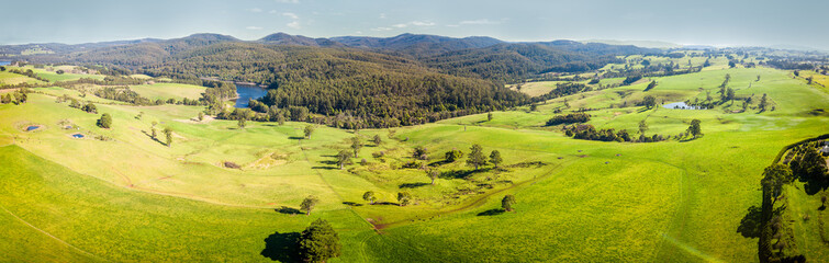 Dandenong ranges aerial view on a sunny winter day. The dandenong ranges are located in Victoria Australia.