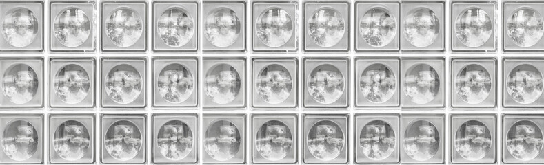 Panorama of glass block wall background and pattern