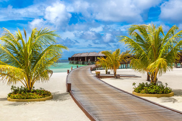 Fototapeta premium Water Villas (Bungalows) in the Maldives