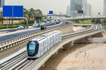 Fototapeta premium New modern tram in Dubai