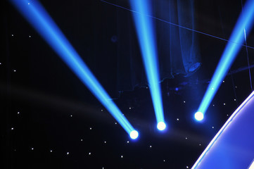 Stage lighting effect in the dark, close-up pictures