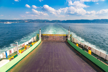 Obraz premium Ferry in Dardanelles strait, Turkey