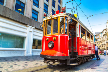 Fototapeta na wymiar Retro tram in Istanbul,