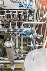 Valves and pipes in the brewery