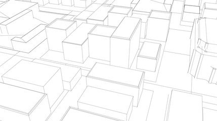 3D Sketch city render