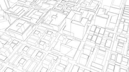 3D Sketch city render