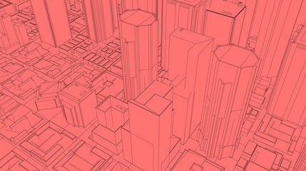 Fototapeta premium 3D Sketch city render