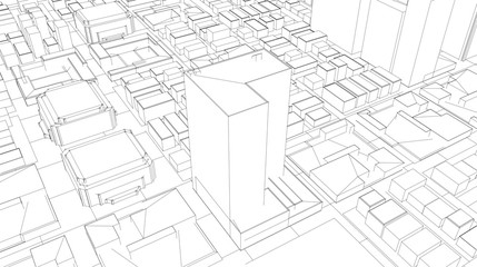 3D Sketch city render
