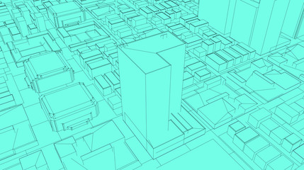 3D Sketch city render