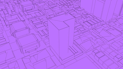 3D Sketch city render