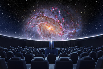 A spectacular fulldome digital projection of galaxy at the planetarium  - obrazy, fototapety, plakaty