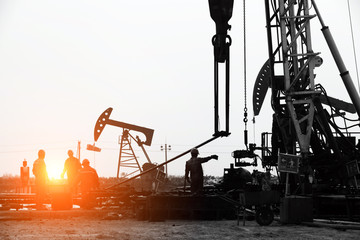 Oil drilling exploration, the oil workers are working
